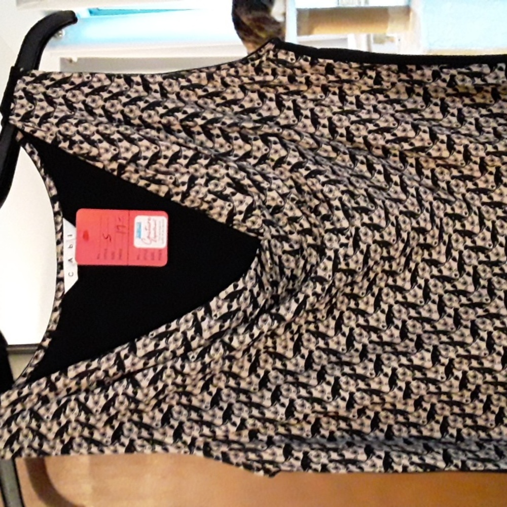 Cabi black cats and hearts drape front tank top S